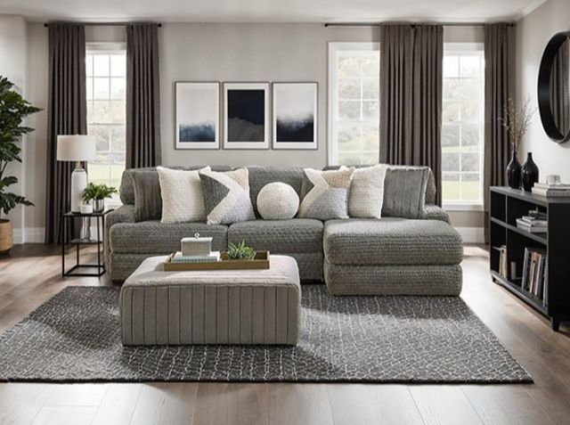 Furniture of America® Elmhurst Charcoal L-Shaped Sectional-0