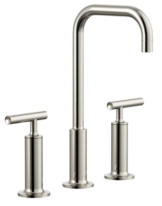 KOHLER® Purist® Vibrant Polished Nickel 11" Widespread Bathroom Sink Faucet with Lever Handles-0