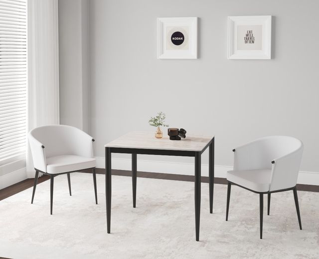 Cramco Marta Fossil Stone Top Dining Table with Matte Black Base-4