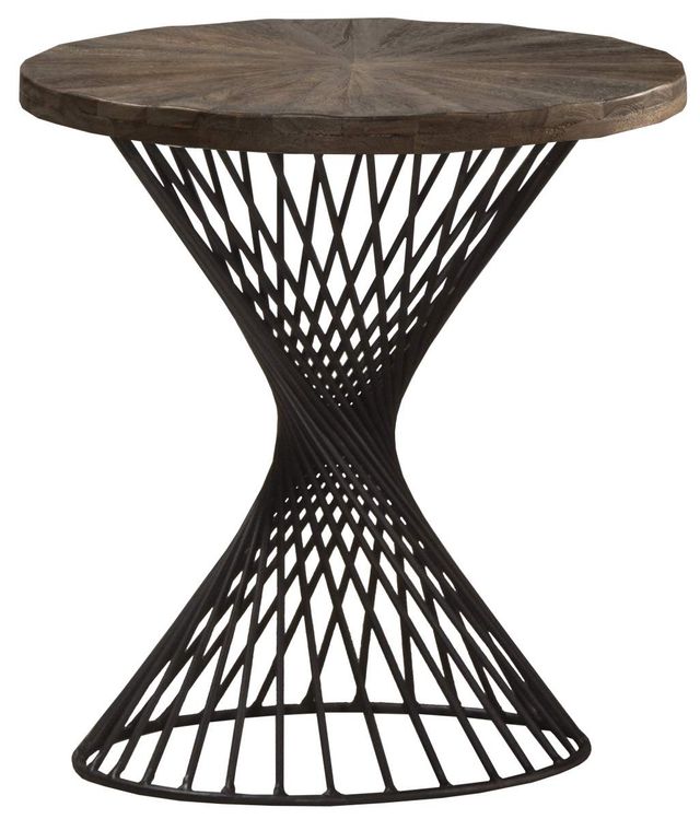 HH2 Home Kanister Walnut End Table with Dark Pewter Base-0