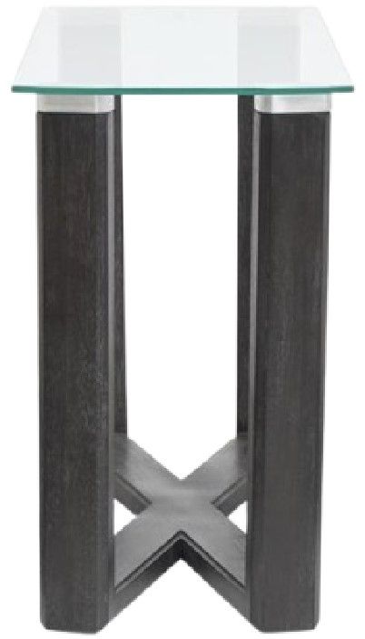 Magnussen Home® Wexler Black Truffle Sofa Table with Clear Glass Top-3