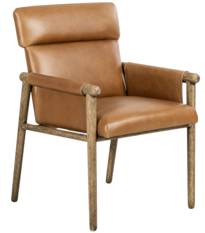 Four Hands Almada Valencia Camel Dining Arm Chair Big Sandy