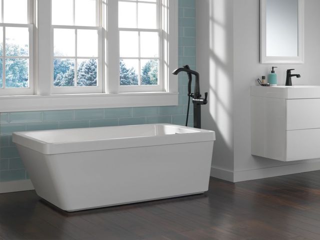 Delta Ashlyn® Matte Black Single Handle Bathroom Faucet with Drain-2