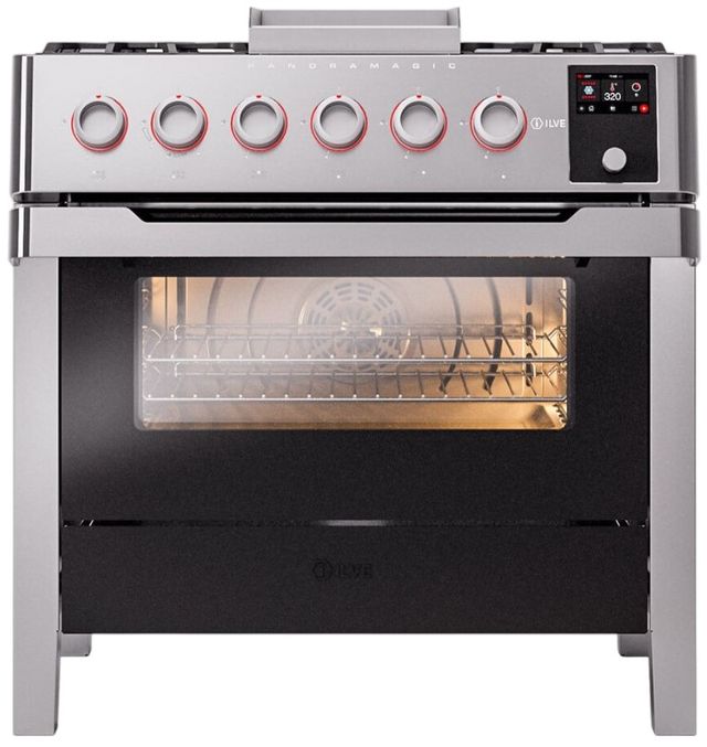 Ilve® Panoramagic 36" Stainless Steel Pro Style Dual Fuel Range-1