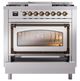 Ilve® Nostalgie II Noblesse 36'' Stainless Steel Pro Style Dual Fuel Range with Burnished Trim-3