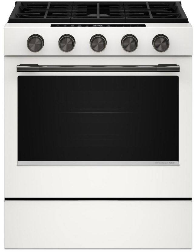 KitchenAid® 30” White Slide-In Gas Range with Convection Cooking Modes-3