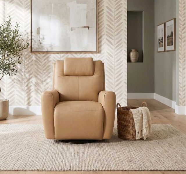 Liberty Furniture Rosalie Safari Fawn Leather Single Glider Zero Gravity Power Recliner-1