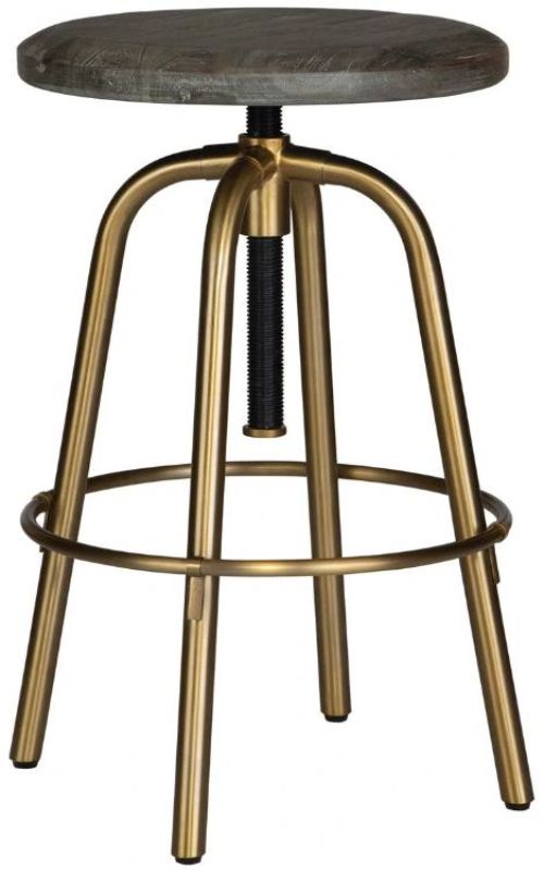 Uttermost® Revolve Light Gray/Plated Brushed Brass Counter Stool-0