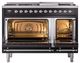 Ilve® Nostalgie II Noblesse 48'' Glossy Black Pro Style Dual Fuel Range with Chrome Trim-2