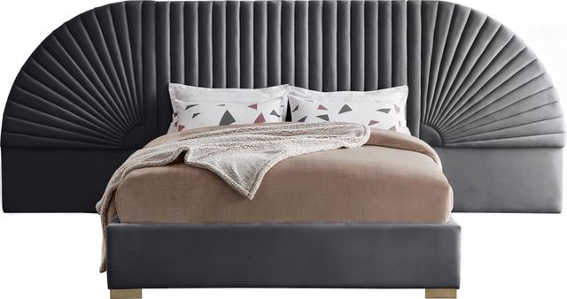 Meridian Furniture Cleo Grey Velvet King Bed-0