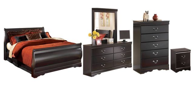 Signature Design by Ashley® Huey Vineyard 5-Piece Black King Sleigh Bed Set-0