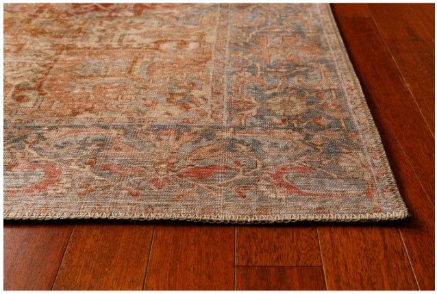 KAS Rugs London Rust Blue Serena 5'x8' Area Rug-1