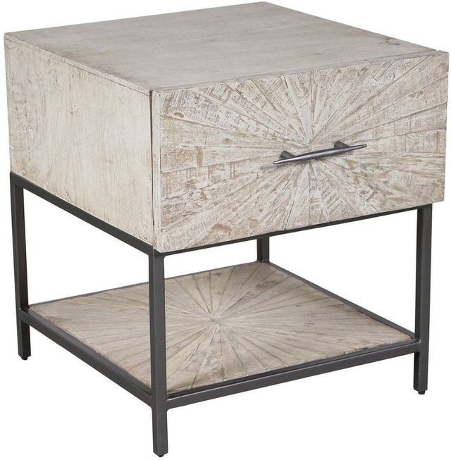 Parker House® Crossings Monaco Weathered Blanc End Tables with Black Metal Frame -0