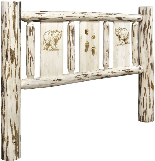 Montana Woodworks® Montana Collection Ready to Finish Full Youth Headboard with Laser Engraved Bear Design-0