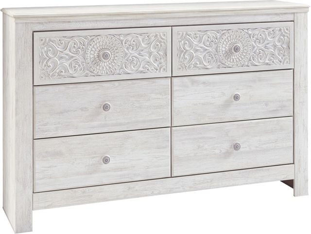 Signature Design by Ashley® Paxberry 5-Piece Whitewash Queen Panel Bed Set-2