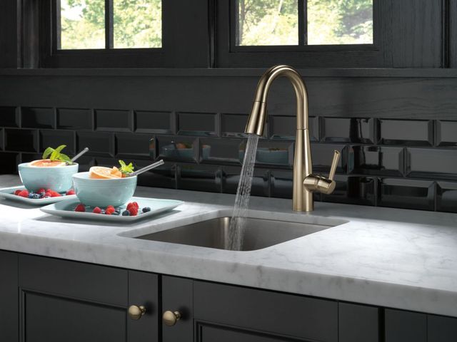Delta Essa® Champagne Bronze Single Handle Pull-Down Bar/Prep-1