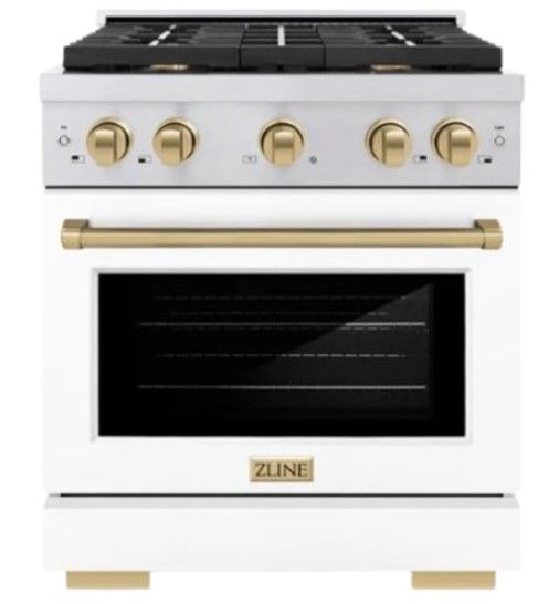 ZLINE Autograph Edition 30" Stainless Steel Pro Style Gas Range with White Matte Door-0