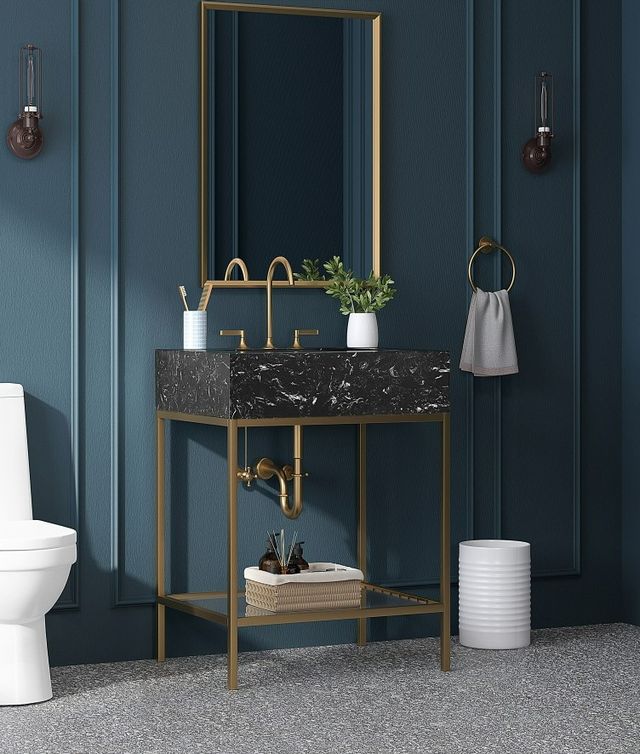 Meridian Furniture Marmo Black/Brushed Brass 24" Bathroom Vanity-4