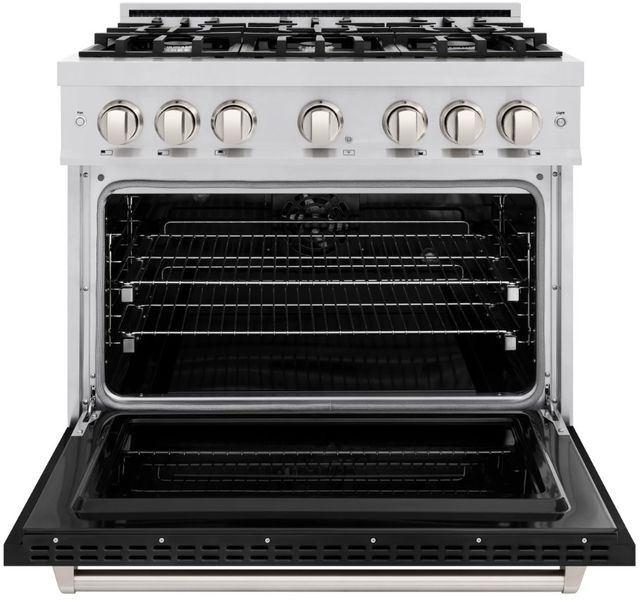 ZLINE Classic Series 36" Stainless Steel Pro Style Dual Fuel Range with Black Matte Door-3