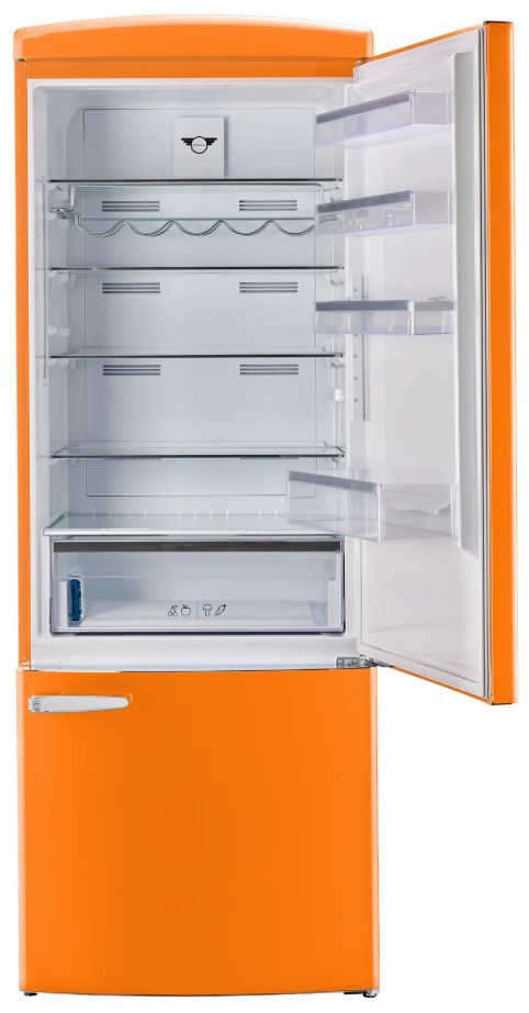 Unique Appliances 28” 17 Cu. Ft. Creamsicle Orange Bottom Freezer Refrigerator with Chrome Accent Handles-4