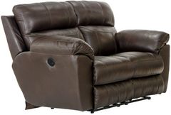 Catnapper® Costa Chocolate Lay Flat Leather Power Reclining Loveseat