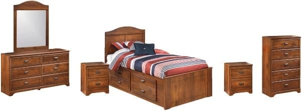 Signature Design by Ashley® Barchan 6-Piece Medium Brown Twin Panel Bed Set-0