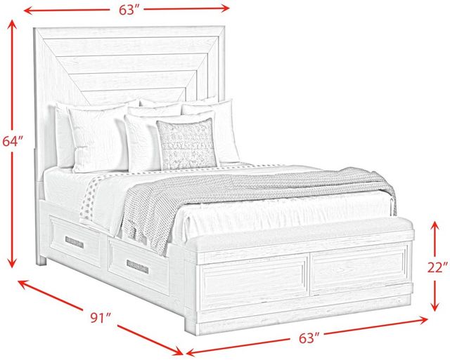 Elements International Avalanche Antique White Queen Storage Panel Bed-2