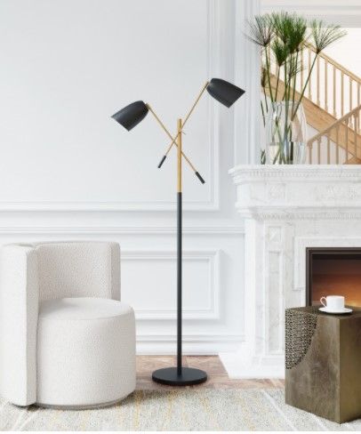 Zuo® Modern Tanner Matte Black/Brass Floor Lamp-1