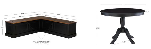 Linon Norah 2-Piece Black/Walnut Dining Nook Set-2