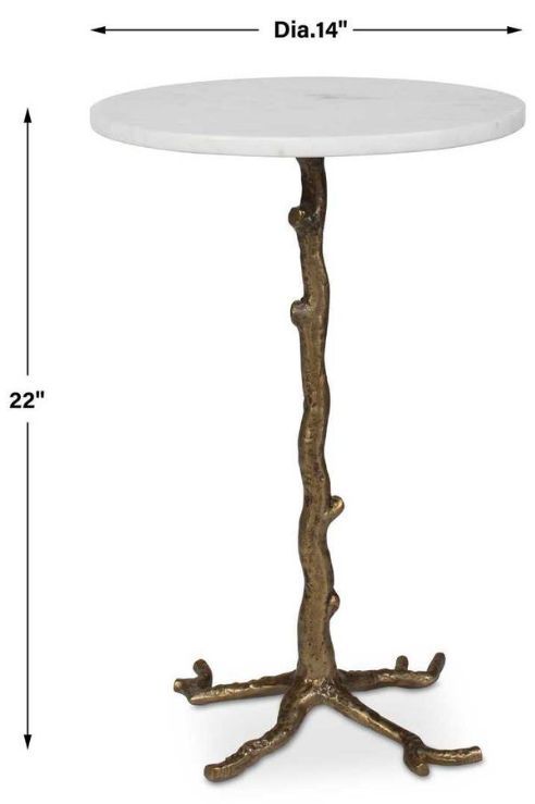 Uttermost® Calais Antique Brass/White Marble Accent Table-2