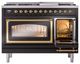 Ilve® Nostalgie II Noblesse 48'' Glossy Black Pro Style Dual Fuel Range with Brass Trim-4