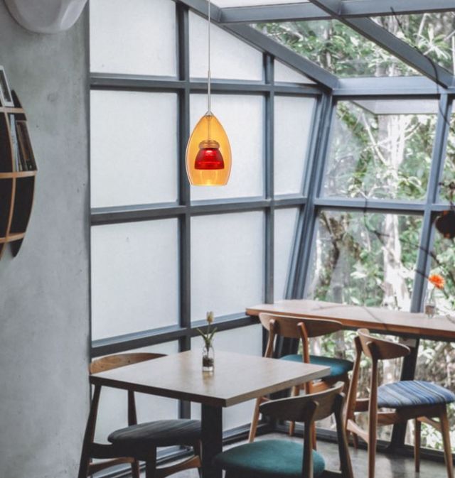 Cal® Lighting & Accessories Amber/Red Mini Pendant-2
