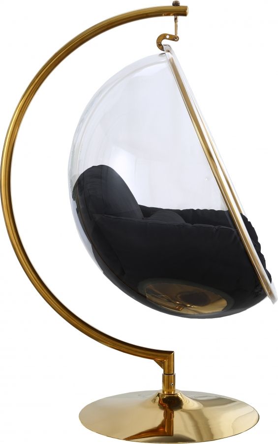 Meridian Furniture Luna Black/Gold Durable Fabric Acrylic Swing Chair-2