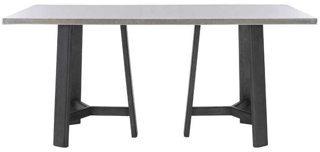 Bernhardt Harding Glacier Stainless Steel 80" Pub Table with Midnight Black Double Pedestal -1