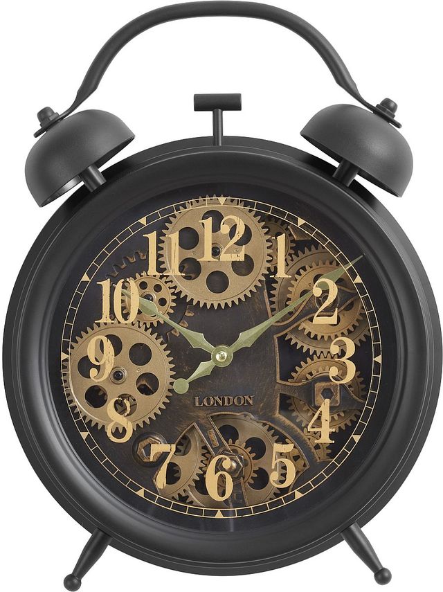 Monarch Specialties Inc. Brown 12" Round Table Clock with Standard Numbers on Gear Mechanism-0