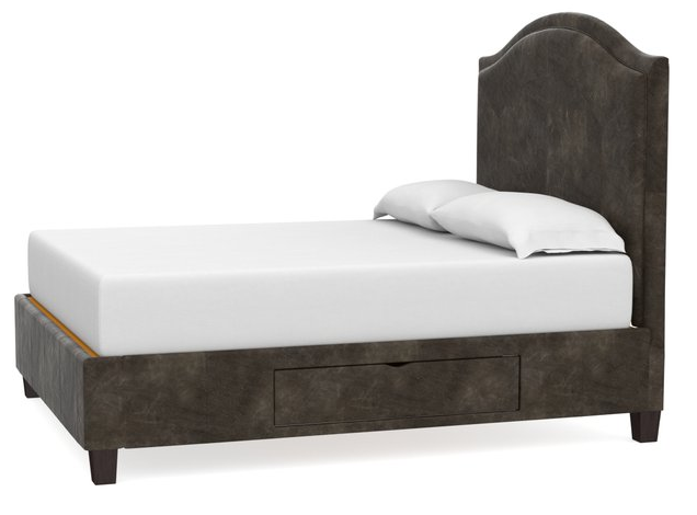 Bassett® Furniture Custom Upholstered Beds Vienna Leather Arched Storage Bed-2