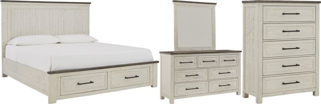 Benchcraft® Brewgan 4-Piece Two-Tone King Panel Storage Bed Set-0