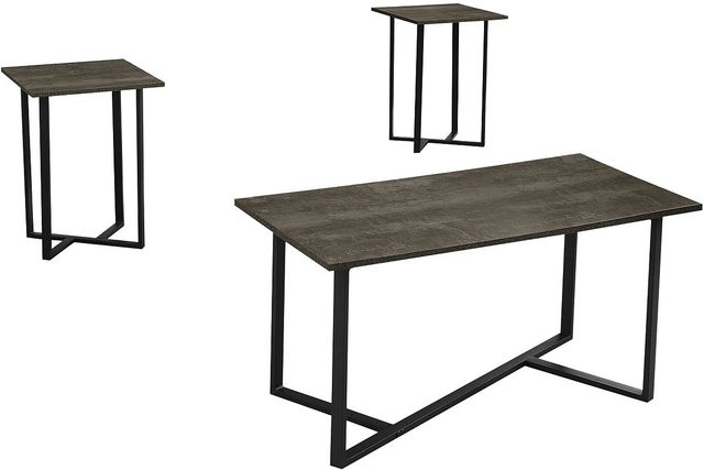 Monarch Specialties Inc. 3-Piece Dark Bronze Accent Tables Set with Black Metal Bases-0