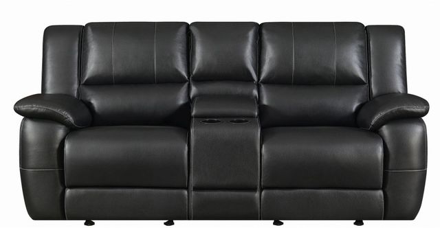 Coaster® Lee Black Reclining Glider Loveseat with Console-0