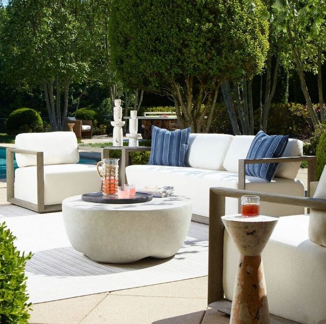 Uttermost® Remsen Oyster/Weathered Gray Fabric/Wooden Outdoor Sofa-1
