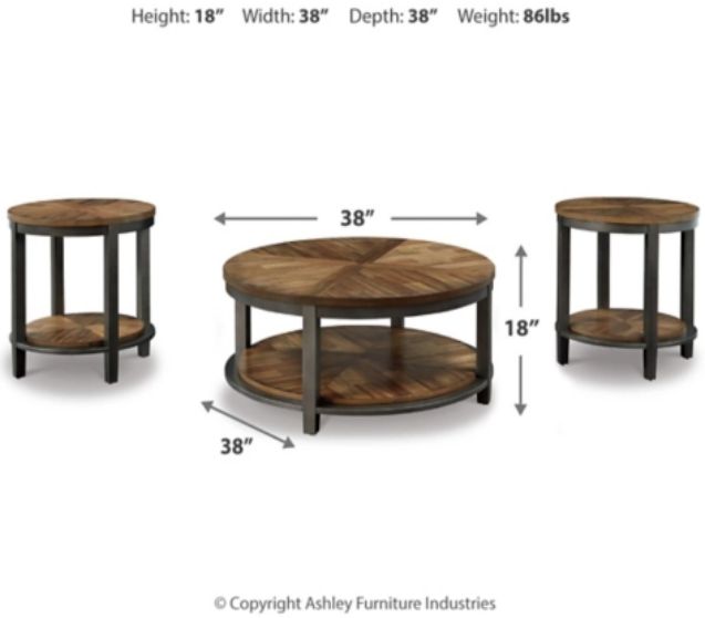 Signature Design by Ashley® Roybeck 3-Piece Light Brown/Bronze Occasional Table Set-1