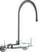 Elkay Chrome Foodservice 3-8" Adjustable Centers Wall Mount Faucet with 8" Gooseneck Spout-0