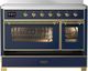 Ilve® Majestic III 48" Midnight Blue Pro Style Induction Range with Triple Glass Door and Brass Trim-2