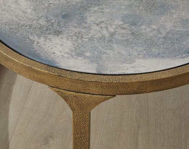 Signature Design by Ashley® Korajane Glass Top Oval Cocktail Table with Antique Gold Base-4