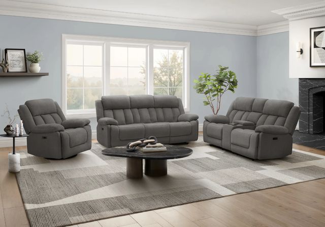 Monarch Specialties Inc. Light Grey Oversized Upholstered Power Swivel Glider Reclining Chair with USB Ports-2