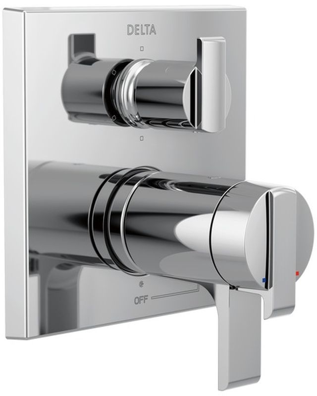 Delta Ara® Angular Modern TempAssure® 17T Series Chrome Valve Trim with 6-Setting Integrated Diverter-0