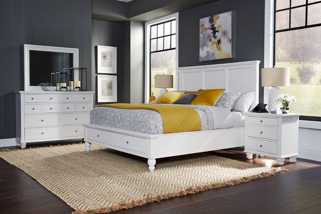 aspenhome® Cambridge White Queen Panel Storage Bed-3