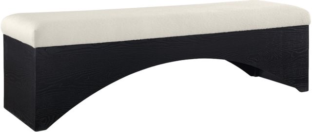 Meridian Furniture Lawson Cream/Black Velour Fur Fabric Bench-0