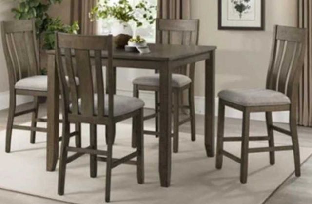 Elements International Everett 5-Piece Brown Acacia Counter Dining Set-1