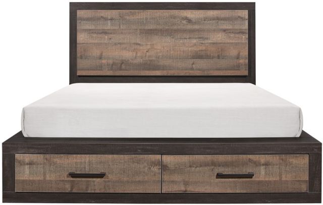 Homelegance® Miter Dark Ebony/Rustic Mahogany Queen Storage Panel Bed-1